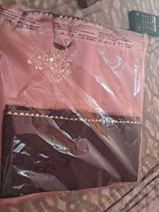 Elegant Pink Sequin Embellished saari