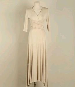 Elegant Beige Wrap imported dress