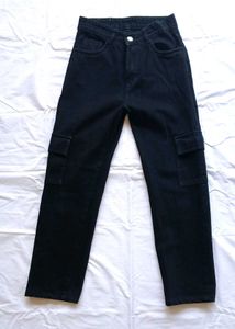 Black Denim Cargo Pants