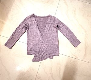 Light Purple Long Sleeve Wrap Top