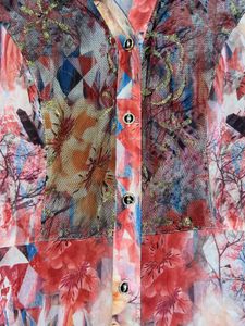 Bohemian Floral Print Button-Down Shirt