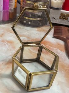 Gold &amp; Glass Hexagon jewellery Box