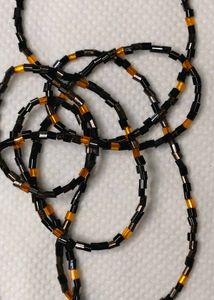 Chic Beaded Necklace - Black & Amber- Handmade
