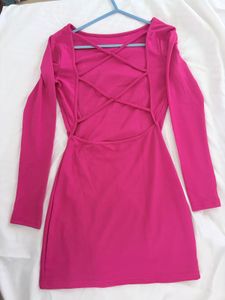 Kotty-Hot Pink Bodycon backless mini dress