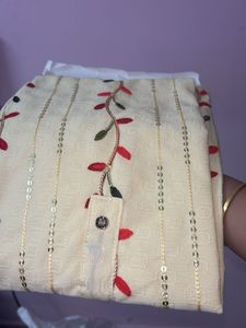 Elegant Cream Kurta with Sequins