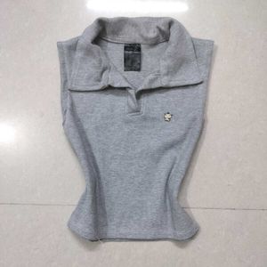 Sleeveless Grey Polo Shirt