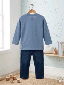 Cute Boys Blue Graphic T-Shirt &amp; Navy Pants Set
