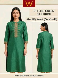 Stylish Green Silk Kurti for Women – Size 38