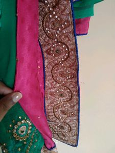 Embellished Green & Pink Indian Outfit