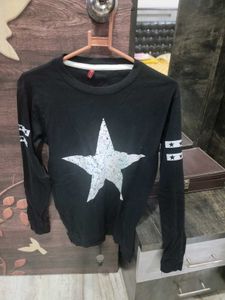 Black Long Sleeve Star T-Shirt