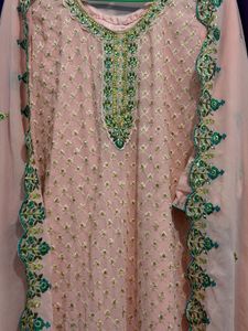 Elegant Peach Embroidered Kurta Set