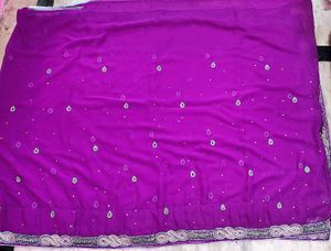 Premium Purple Georgette Saree with blouse