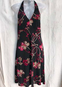 4729. Vintage Floral Halter Neck Maxi Dress