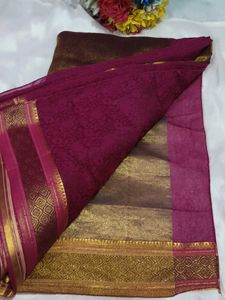 Elegant Maroon &amp; Pink Silk Saree with blouse