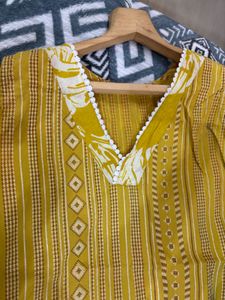 Yellow Printed Kurta
