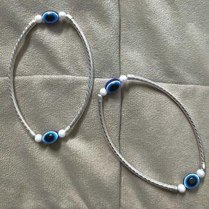 Evil Eye Anklets - Silver Tone