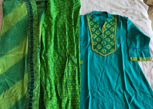 Teal Embroidered salwar  set
