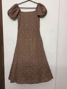 Brown Puff Sleeve Dress