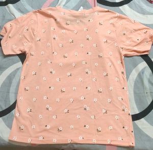 Cute Peach Floral T-Shirt