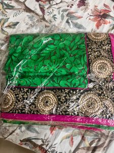 Brand new Beautiful Green Embroidered Saree