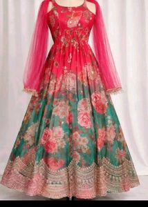 Stunning Floral Print Anarkali Gown