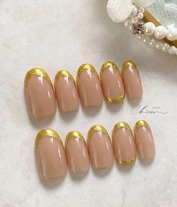Elegant French Tip Chrome Press-On Nails