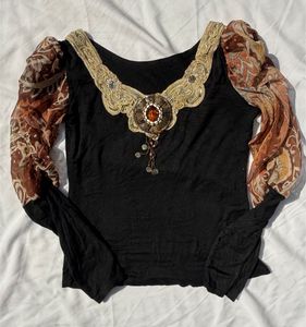 Y2K Embellished Black Top
