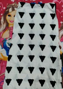 White Kurta with Black Triangle Print