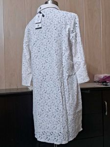 White Lace Button-Up Top ,shrug
