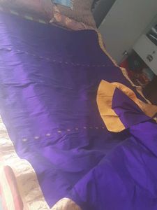 Purple(violet) Pattu &amp; Gold Imitation Zari Saree
