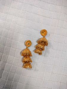Exquisite Gold Plated Jhumka Earrings