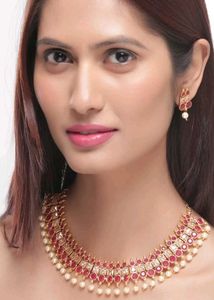 Gold plated Ruby Kundan Set