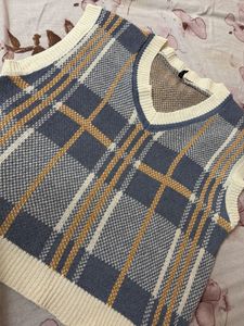 Plaid Knit Sweater Vest