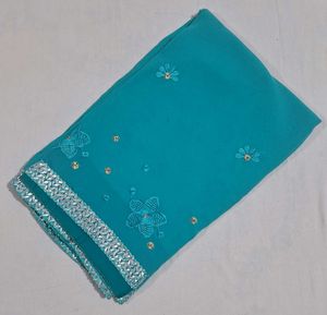 Beautiful Cyan Saree (with blouse)
