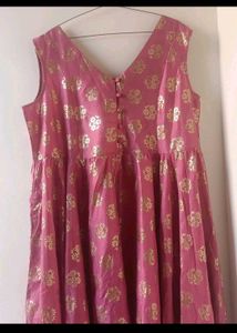 Sangria Pink &amp; Gold Sleeveless Kurta
