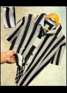 Men's Stylish Black &amp; White Striped knitted shirt