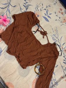 Boho Off-Shoulder Crinkle Top