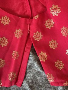 Vibrant Pink Blouse with Gold Print