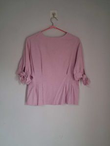 Pink Blouse with Bow Sleeves