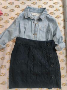 Navy Blue Cable Knit Button Skirt