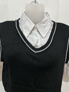 Chic Black V-Neck Vest Top