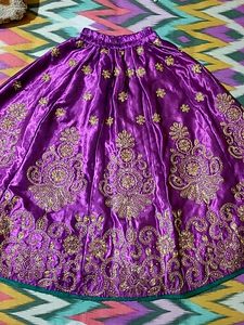 Gorgeous Green And Purple Ethnic Ghagra For Girl