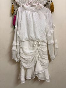 Elegant White Ruched Dress