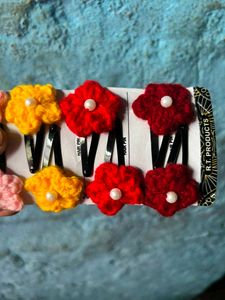 Crochet Flower Hair Clips 🌸🎀