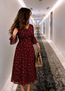 Red Floral Midi Dress