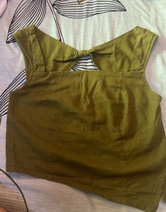 Olive Green Bow Tie Crop Top