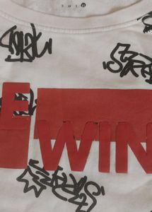 White "RE WIND" Graphic Sweatshirt