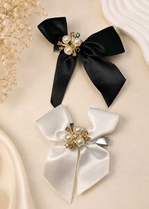 combo of Chic Bow Hair Clips with Pearls &amp; Gems