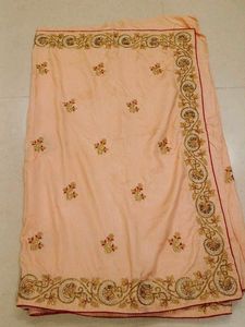 Elegant Peach Embroidered Saree