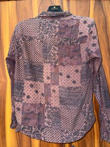 Men's Vintage Print Button-Up Shirt
